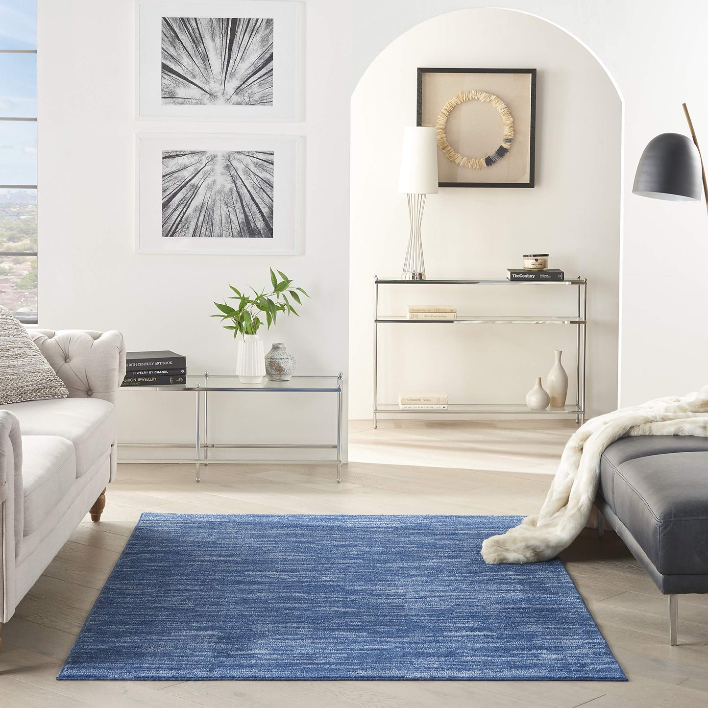 Nourison Home Nourison Essentials Navy Blue 4' x 6' Area Rug - Easy Clean, Non Shedding, Bed Room, Living Room, Dining Room, Kitchen (4' x 6')
