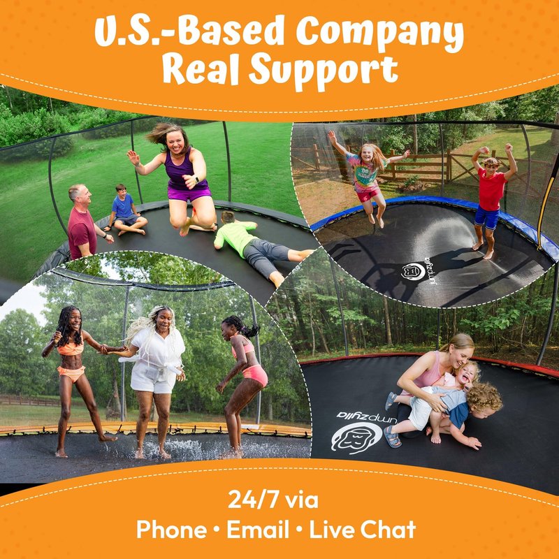 JUMPZYLLA Trampoline Outdoor 8FT 10FT 12FT 14FT 15FT 16FT with Enclosure, Non-Slip Ladder & Anti-Rust Coated Frame, ASTM Approved Recreational Backyard Large Trampoline with Net for Kids & Adults