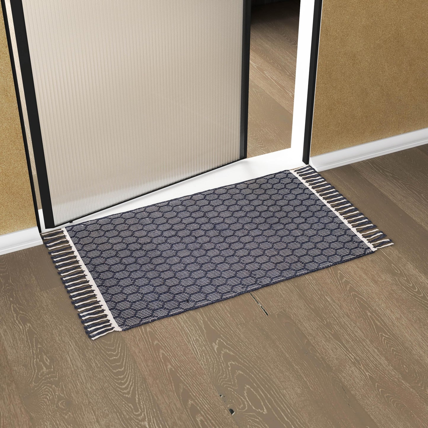 Eco Crave Handcrafted Front Door Mats 2x3 ft Natural Jute Cotton Indoor Welcome Mat, Durable Low Profile Farmhouse Entryway Rug, Perfect for Bedroom, Bathroom, Porch, Patio, Kitchen Entry, Black/White