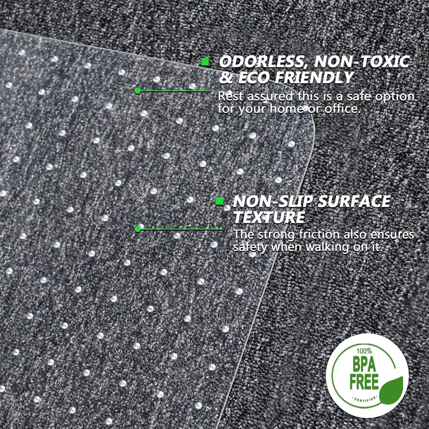 100pointONE Extra Large Office Chair Mat for Carpet, 45" x 53" Clear Desk Chair Mat for Low Pile Carpeted Floors- Easy Glide Plastic Floor Mat for Office Chair on Carpet