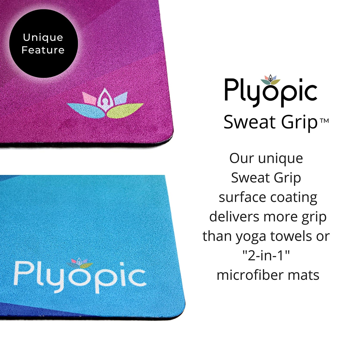 Plyopic. All In One Yoga Mat | Luxury Sweat-Grip Mat/Towel Combo | Ideal for Yoga, Hot Yoga, Bikram, Pilates, Workout & Exercise | Eco-Friendly Natural Rubber