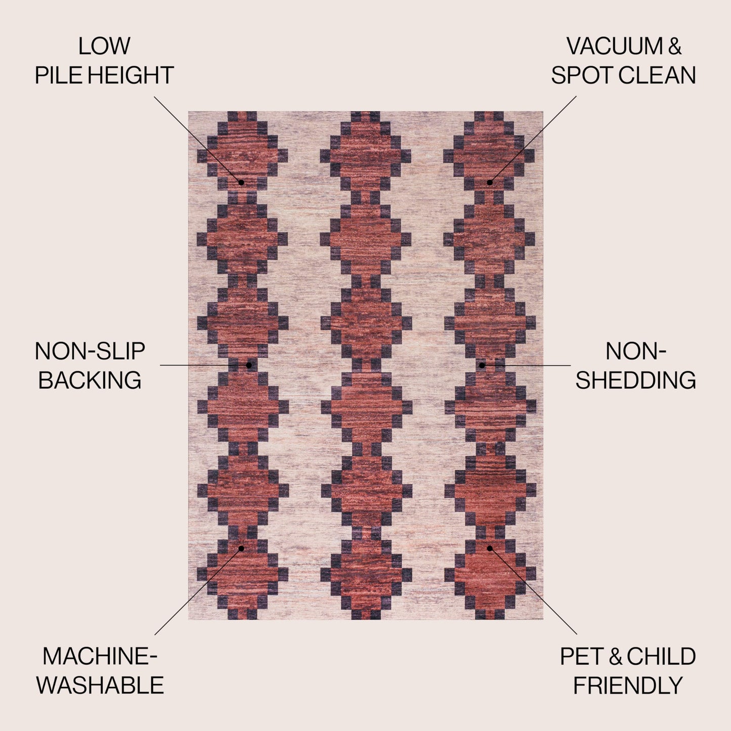 JONATHAN Y Machine Washable Red/Ivory Indoor Area Rug 8X10 ft, Timantii Modern Trellis Kilim for Living Room, Bedroom, Kitchen, Office, Easy-Cleaning, Pet-Friendly, Non-Shedding WSH123A-8