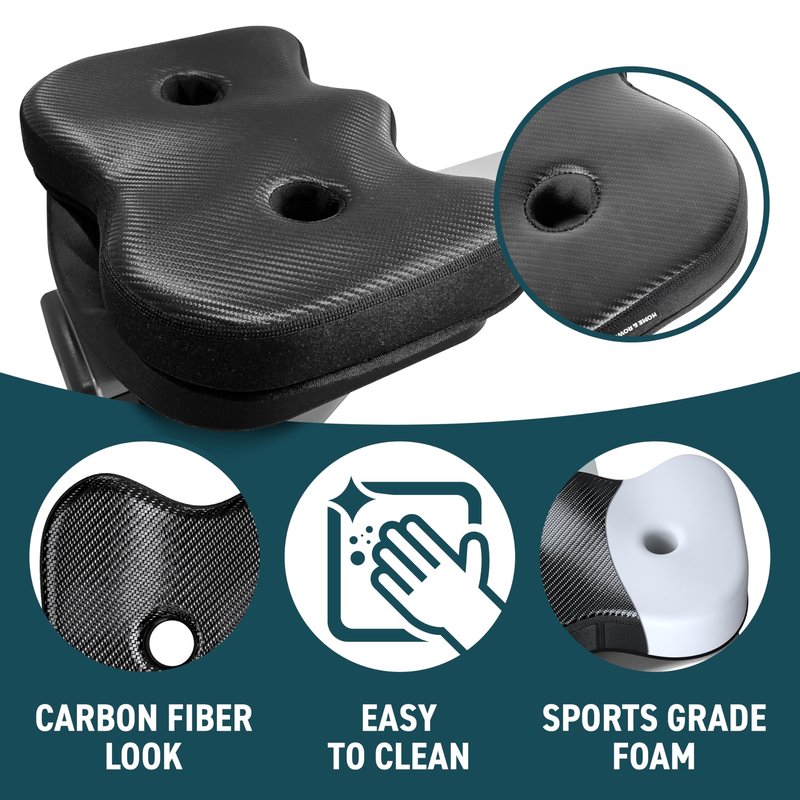 Rowing Machine Seat Cushion Compatible with Concept 2 Rower - Seat Pad for Comfort & Support - Also Fits Hydrow, Peloton & More - Rowing Accessories (Carbon Look)