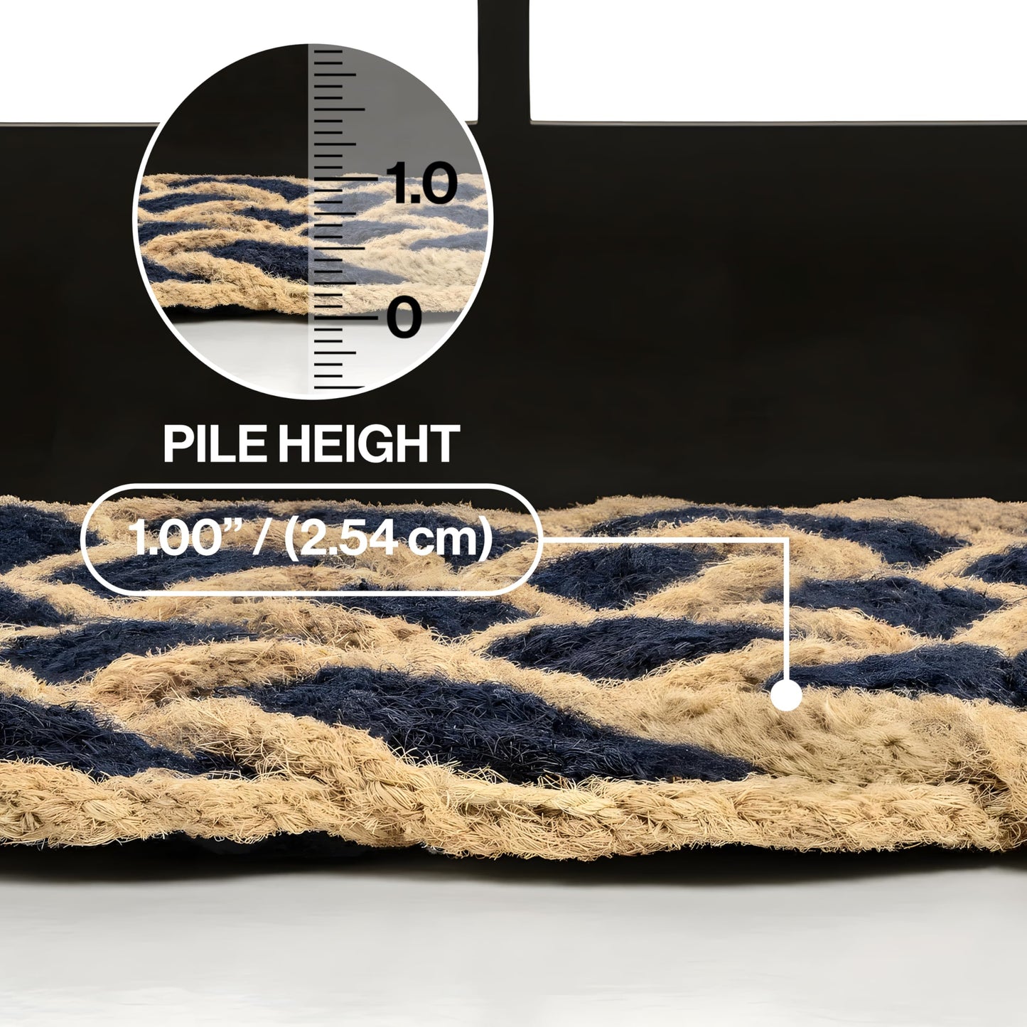 JONATHAN Y Scalloped Basketweave Coir Indoor Outdoor Mat 18"X30" Navy/Bleach Set of 2, Maeve Coastal for Backyard, Patio, Porch, Easy-Cleaning, High Traffic, Pet-Friendly, Non-Shedding NRF100D-1830-S2