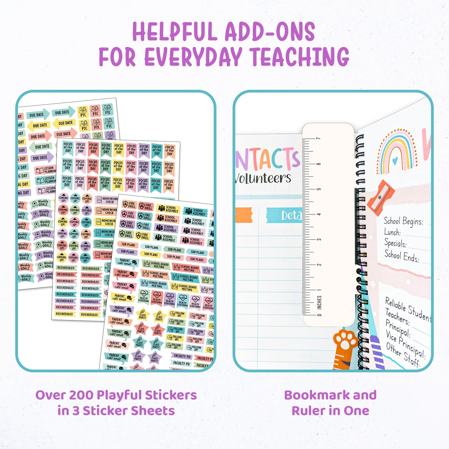 Decorably 12 Months Weekly and Monthly Undated Teacher Planner, 8.5x11inch Spring-Bound Teacher Lesson Planner with Contacts and Schedule Page, Communication Logs, and Classroom Planning