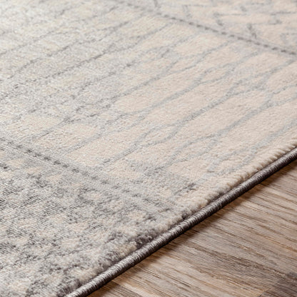 Livabliss Area Rugs - 7x7 Hana Modern Moroccan Grey Square Rug for Living Room Bedroom - Gray White Ivory Geometric Stain Resistant Boho Carpet for Kitchen, Nursery and Home Office (6'7" Square)