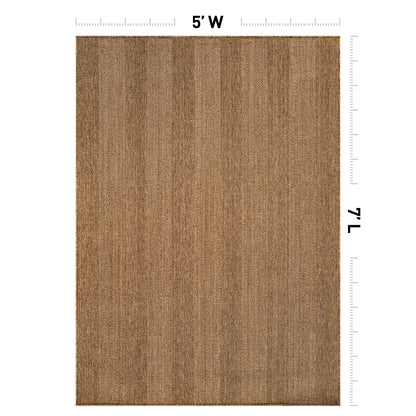Rugshop Striped Indoor Outdoor Flat Woven Area Rug,Natural Jute-Style,Easy-Care Patio Rug for Backyard Porch Deck Balcony, 5' x 7' Natural/Jute