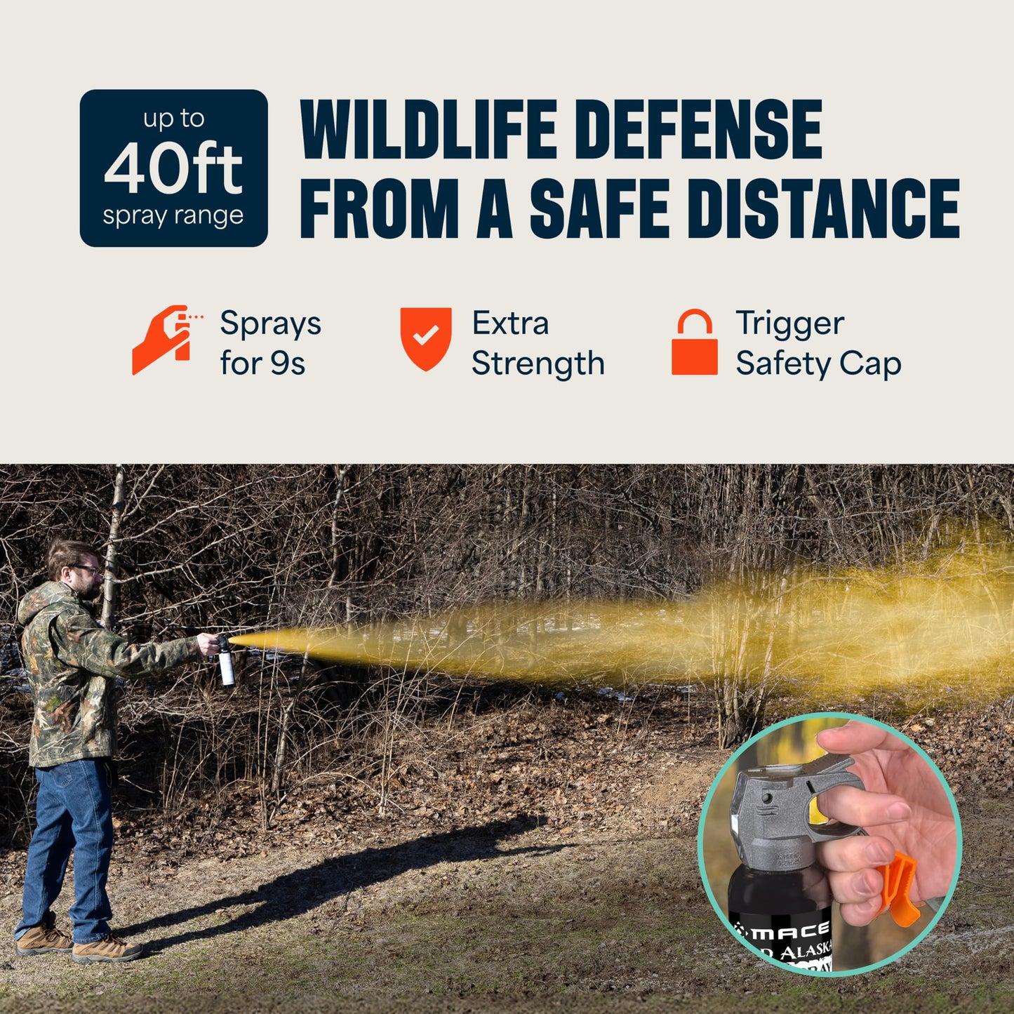 Mace Bear Spray - Guard Alaska Bear Deterrent & Self Defense Spray with Spray Holster, 9 oz, 20ft Effective Range Up to 40ft, Max Strength 20% OC, Great for Hiking, Camping, Hunting