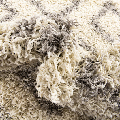 Rugs.com Lattice Shag Collection Rug – 5x8 Ivory Shag-Pile Rug Perfect for Bedrooms, Dining Rooms, Living Rooms