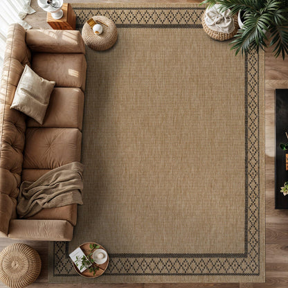 Luul Home Easy Jute Rugs 10x14 Frame Natural Color Living Room Indoor Outdoor Area Rug for Patio and Kitchen Rug High Traffic Washable Easy to Clean Solid Boho Woven Design Carpet (10 x 14)