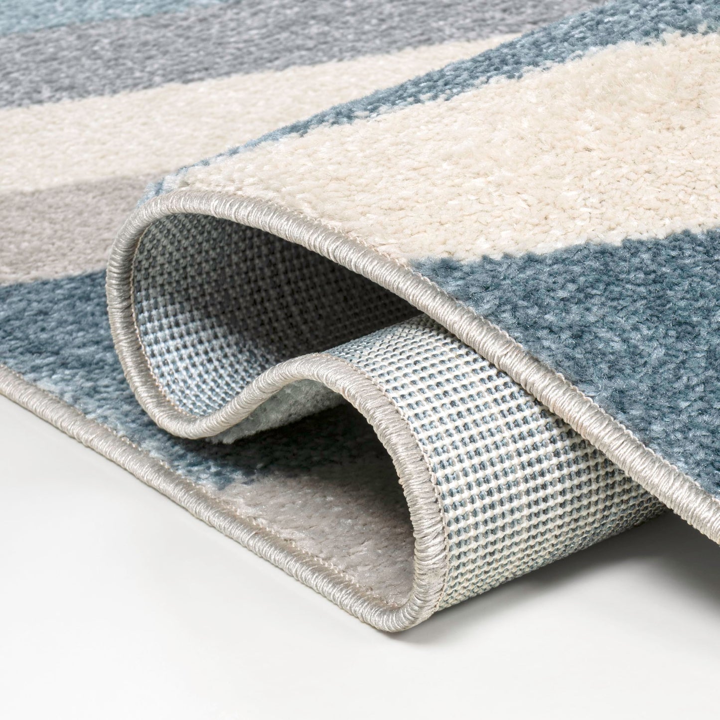 JONATHAN Y Retro Rainbow Stripe Indoor Area Rug 5x8, Blue/Cream/Gray, Contemporary, Casual, Coastal, Easy-Cleaning for Living Room, Bedroom, Kitchen, Pet Friendly, Non-Shedding (DZC102B-5)