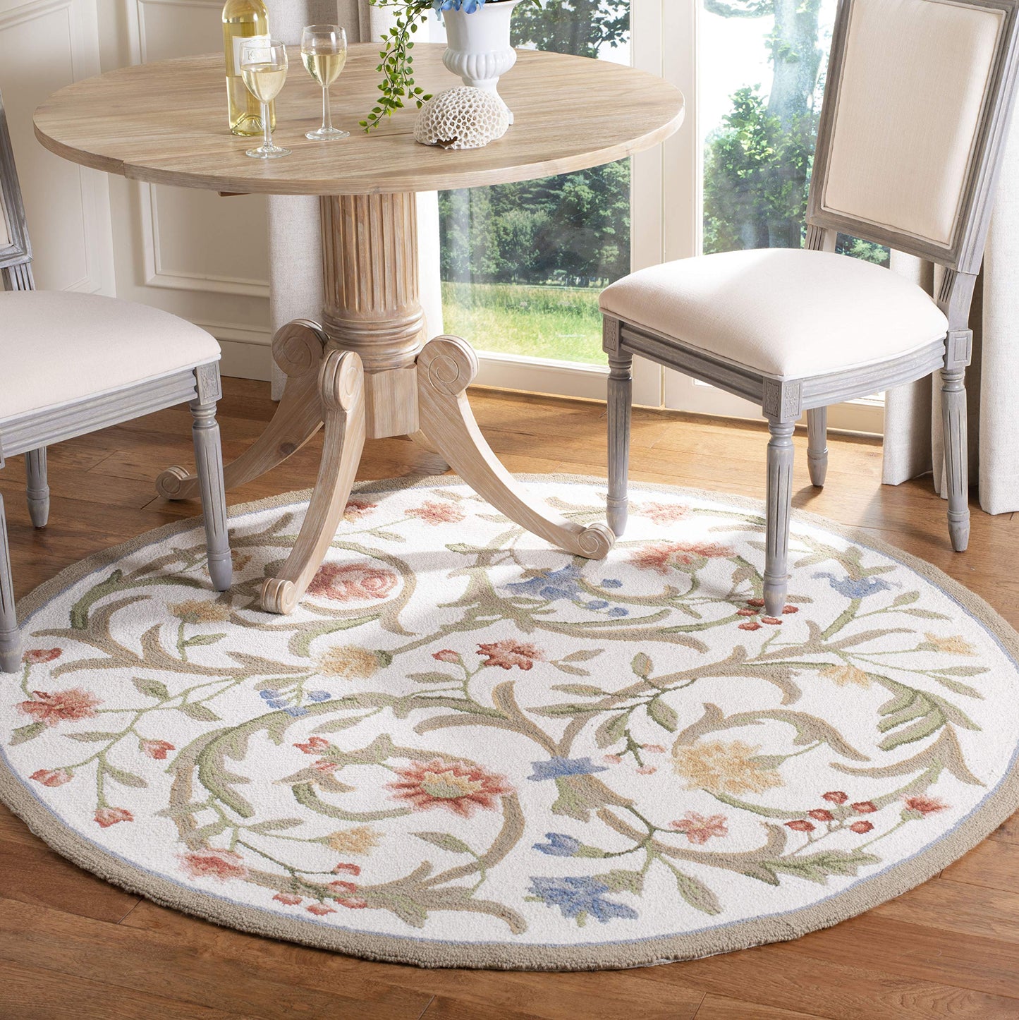 SAFAVIEH Chelsea Collection Area Rug - 3' Round, Ivory, Hand-Hooked French Country Wool, Ideal for High Traffic Areas in Living Room, Bedroom (HK248A)