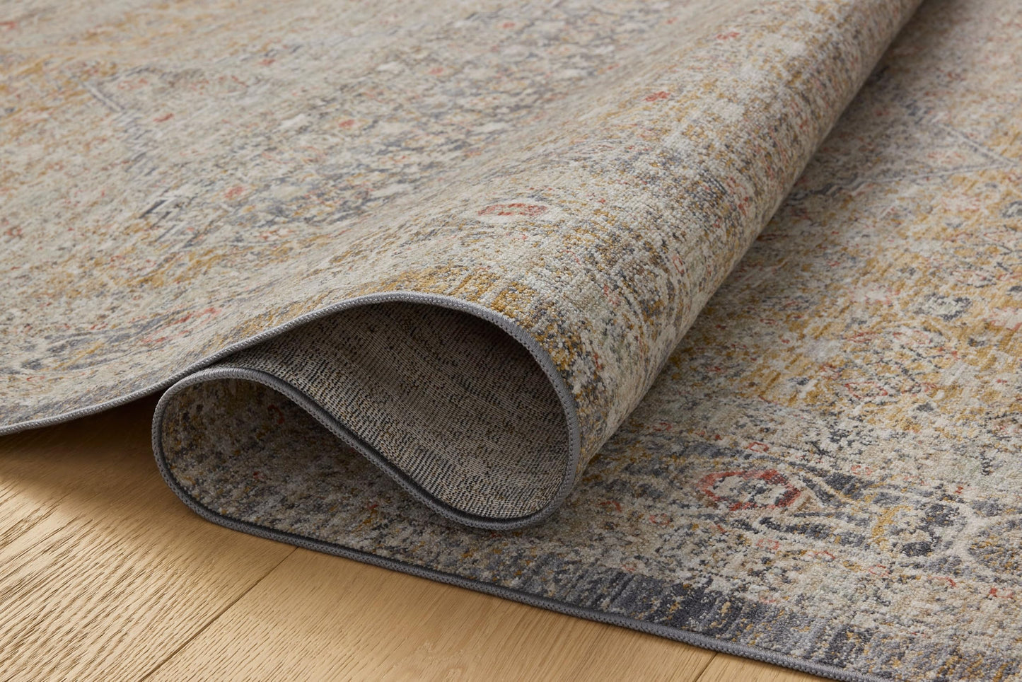 Loloi Chris Loves Julia Ida Collection IDA-02 Stone/Gold 3'-6" x 5'-6", .19" Pile Height, Accent Rug