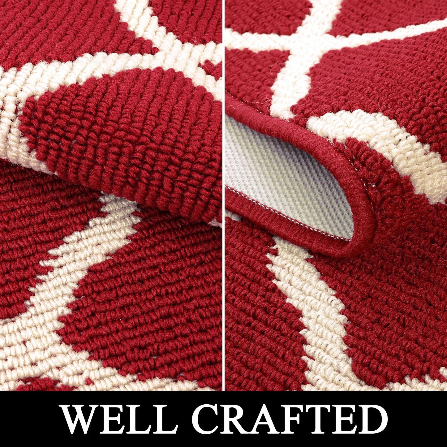 SHACOS Hallway Runner Rug 2x8 ft Washable Christmas Kitchen Runner Rugs Non Slip Rubber Backing Rug Runner Entryway Runner Laundry Room Floor Mat Trellis Carpet Runners, Red