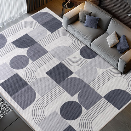 QDUIDU Large Machine Washable 4x6 Area Rug, Soft Modern Geometric Abstract Grey Rugs for Bedroom Living Room, Non-Shedding Faux Wool Indoor Throw Floor Carpet for Office Entryway Dining Room Decor