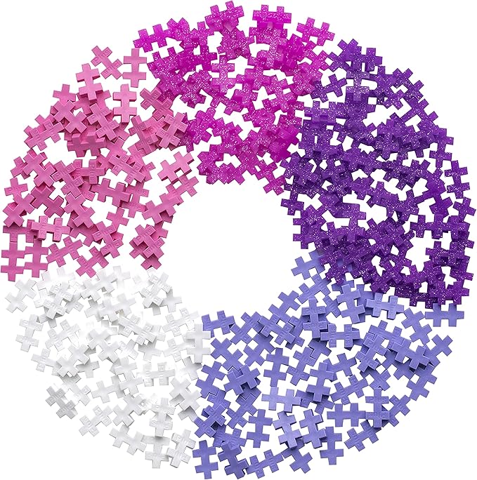 PLUS PLUS 240 Piece Interlocking Building Blocks for Kids Open Ended Connecting Toys STEM Bin Mini Manipulatives - Glitter Mix Play Tube &amp Baseplate
