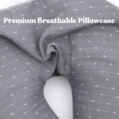 Buckwheat U-Shaped Neck Pillow Adjustable Buckwheat Hull Pillow with Pillowcase, Neck Support and Shoulder Relax Cervical Pillow (12x12 inch, Grey)