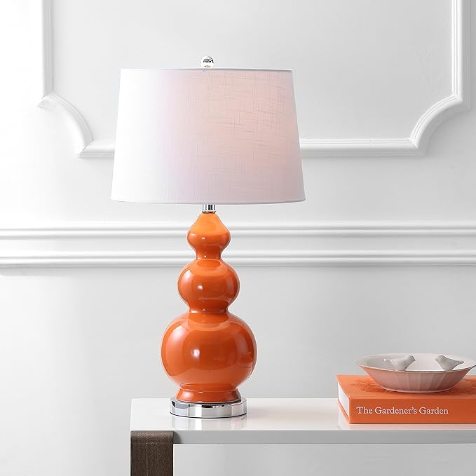 JONATHAN Y JYL4023A Bowen 27.5" Ceramic LED Table Lamp Contemporary Transitional Bedside Desk Nightstand Lamp for Bedroom Living Room Office College Bookcase LED Bulb Included, Coral