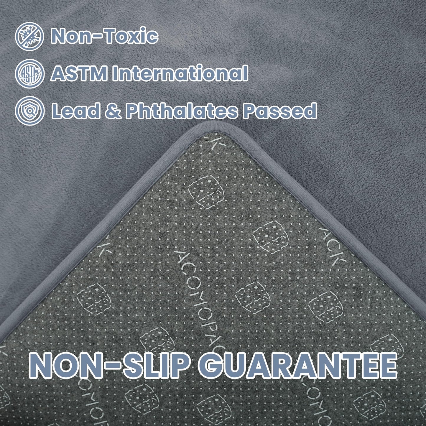 ACOMOPACK 1.3" Thick Baby Play Mat for Floor 59x71-Large Water-Repellent&Non-Slip Memory Foam Mat for Kids,Toddlers,Soft Velvet Nursery Rug for Tummy Time&Crawling,Yoga,Tatami Style(Grey)