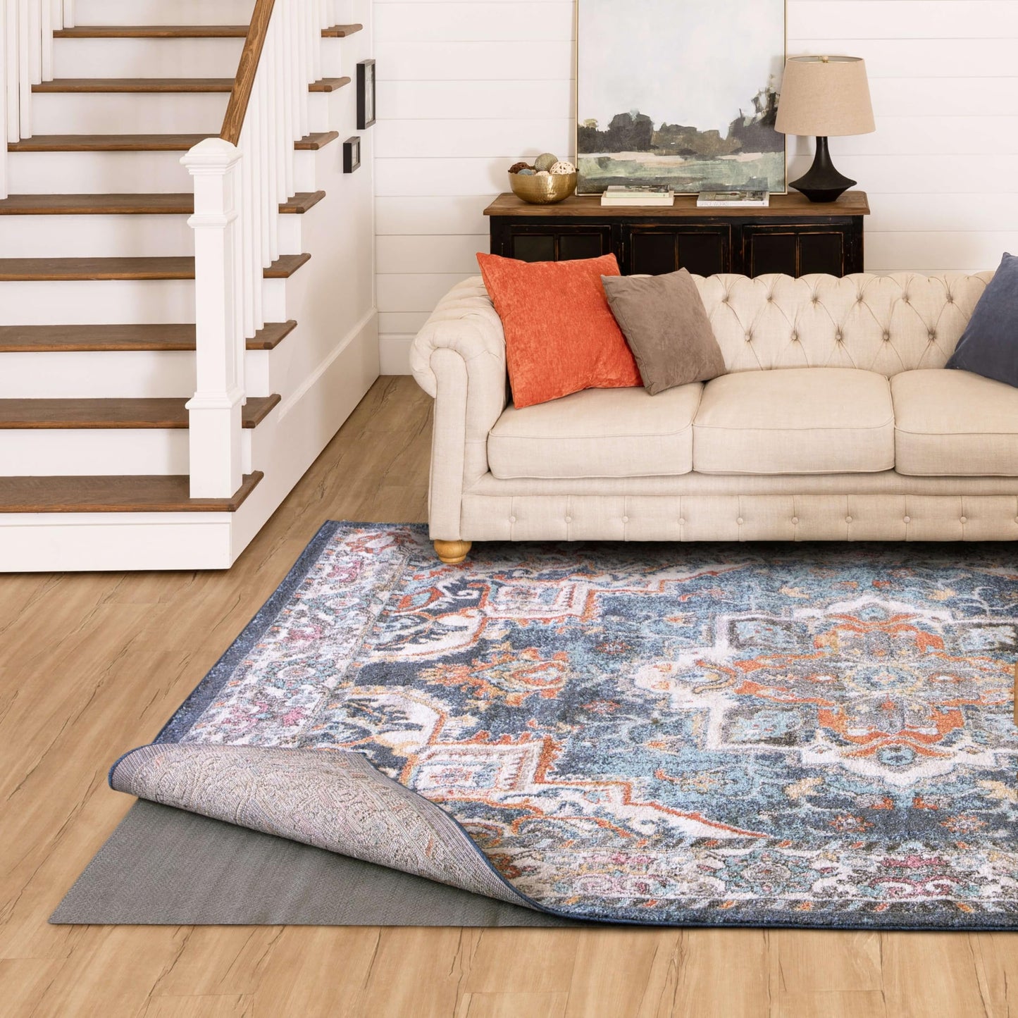 Mohawk Home Low Profile Waterproof Rug Pad Utility Solid Gray 3' X 5' Pet and Kid Proof Rug Pad Perfect for Kitchen, Living Room, Kids Room, Dining Room, Hallway