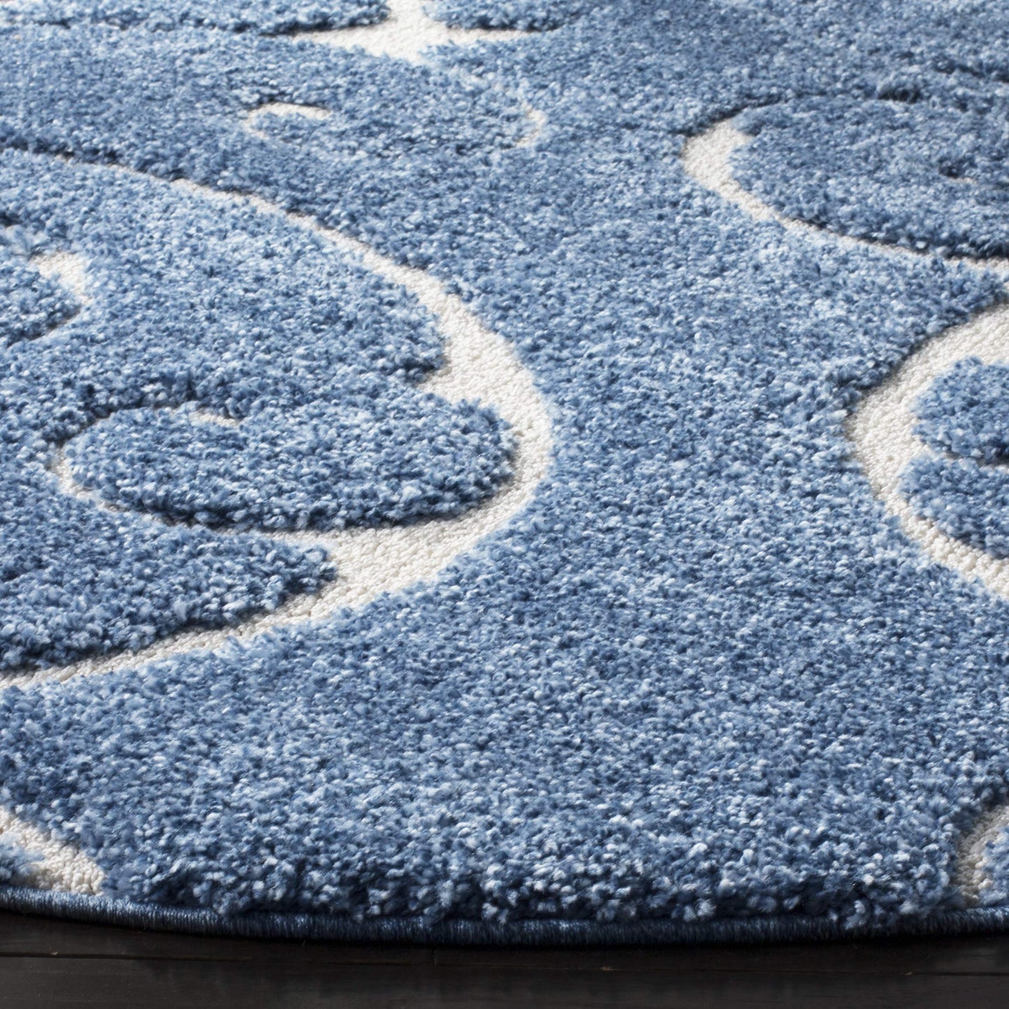 SAFAVIEH Area Rug 9x12 - Florida Shag Collection - Large - Light Blue & Cream, Scroll Design, Non-Shedding & Easy to Clean, High-Low Plush Pile, Ideal for Living Room, Bedroom, Dining (SG455-6011)