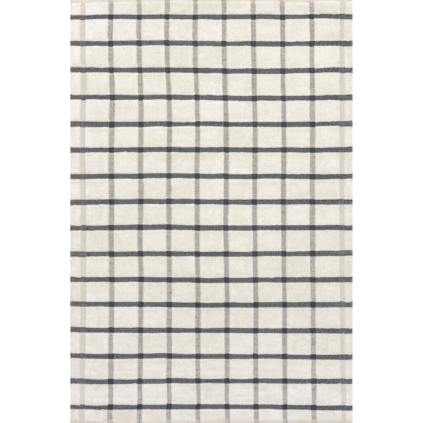 Rugs USA Rowena Checked Wool Area Rug, 6x9, Ivory