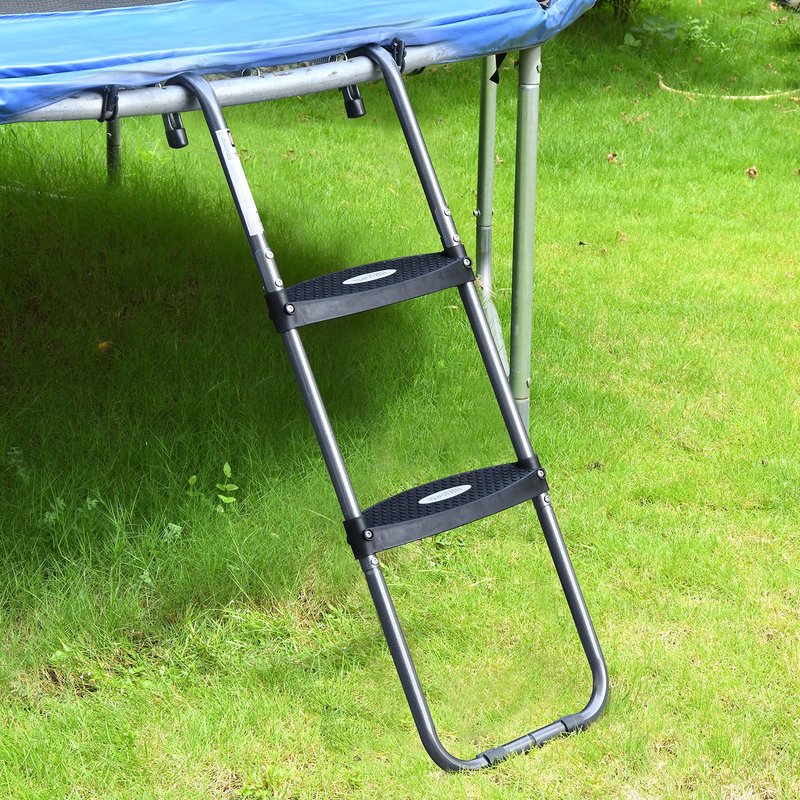 HBTower Trampoline Ladder with Horizontal and Wide Steps, Universal Hook, UV Treated Steel, 220 lbs Capacity Trampoline Accessories for Children Kids