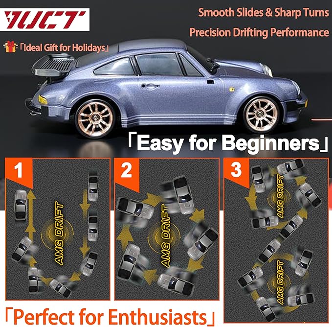 YUCT LDRC 1/18 Scale RC Drift Car RWD Drifting with ESP Gyro Posche 911 Model Car with Alloy Shell for Adults LD1898 Purple