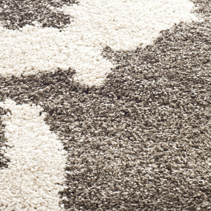 SAFAVIEH Florida Shag Collection Area Rug - 4' Round, Smoke & Beige, Floral Design, Non-Shedding & Easy Care, 1.2-inch Thick Ideal for High Traffic Areas in Living Room, Bedroom (SG458-7913)