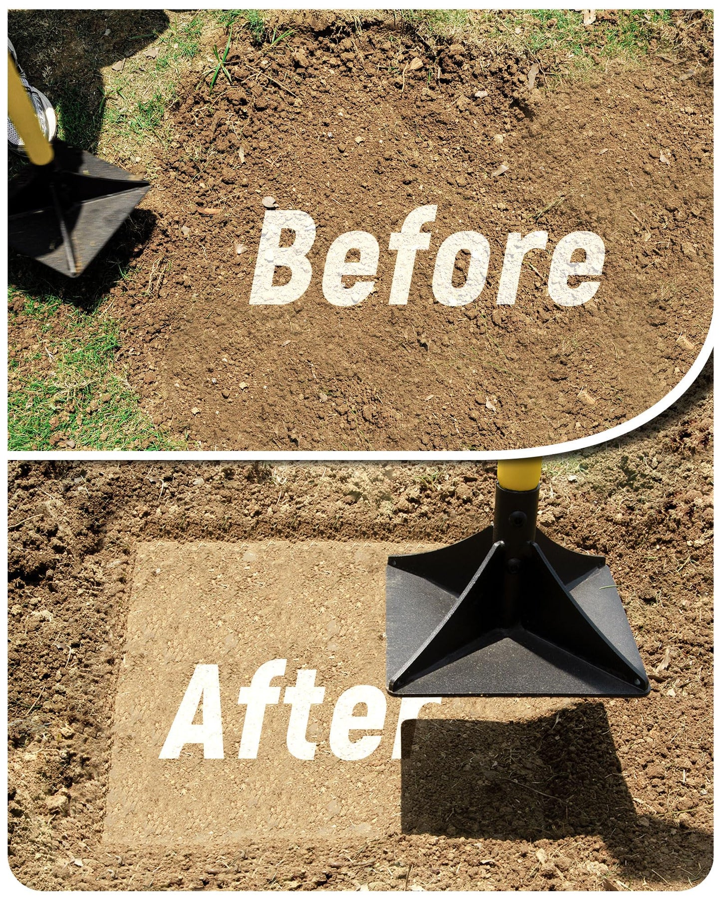 BlumeTrec 10"x10" Steel Tamper with 48" Handle, Heavy Duty Hand Compactor Tool for Leveling Soil, Gravel, Sand, Asphalt, Ground, Paver, Driveway, Garden, Yard and Blacktop Repair