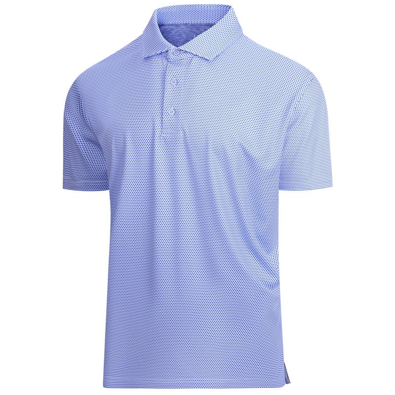 Esabel.C Mens Golf Shirts Print Moisture Wicking Short Sleeve Performance Dry Fit Stretch Active Polo Shirts for Men,BlueWhiteBlock,XL