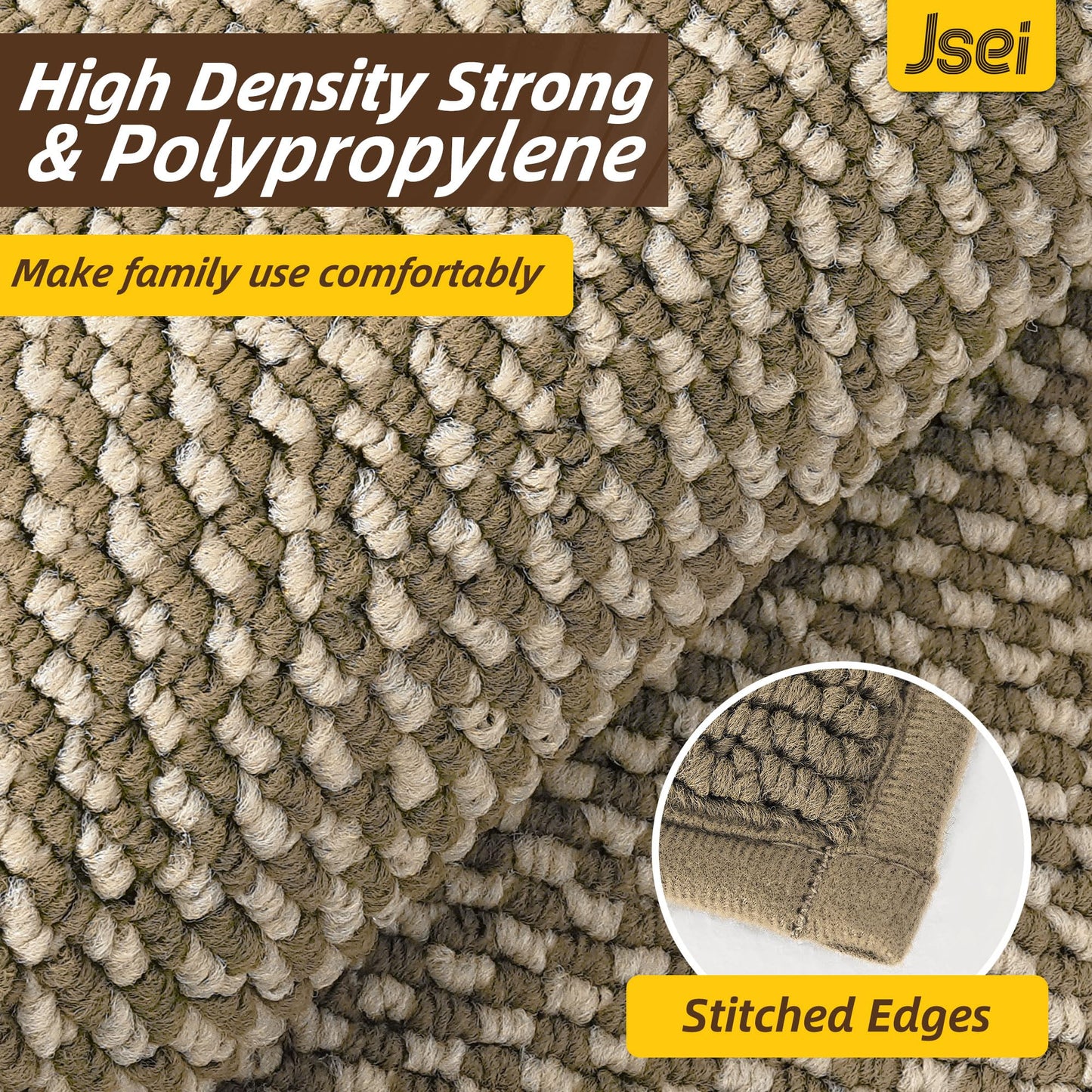 JSEI Dirt Trapper Door Mat 20"x32", Non-Slip Washable Doormats Entryway Rugs, Trap Dirt Absorbent Welcome Mat, Low Profile Floor Mats for Front Back Door and Entrance, Beige