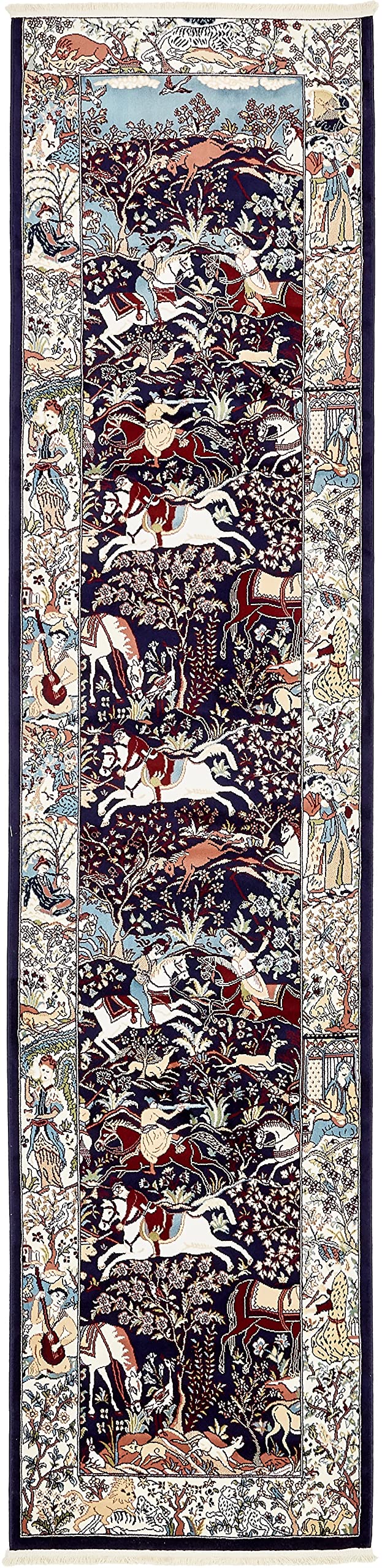 Unique Loom Narenj Collection Area Rug - Birmingham (3' x 13' 1" Runner, Navy Blue/ Blue)