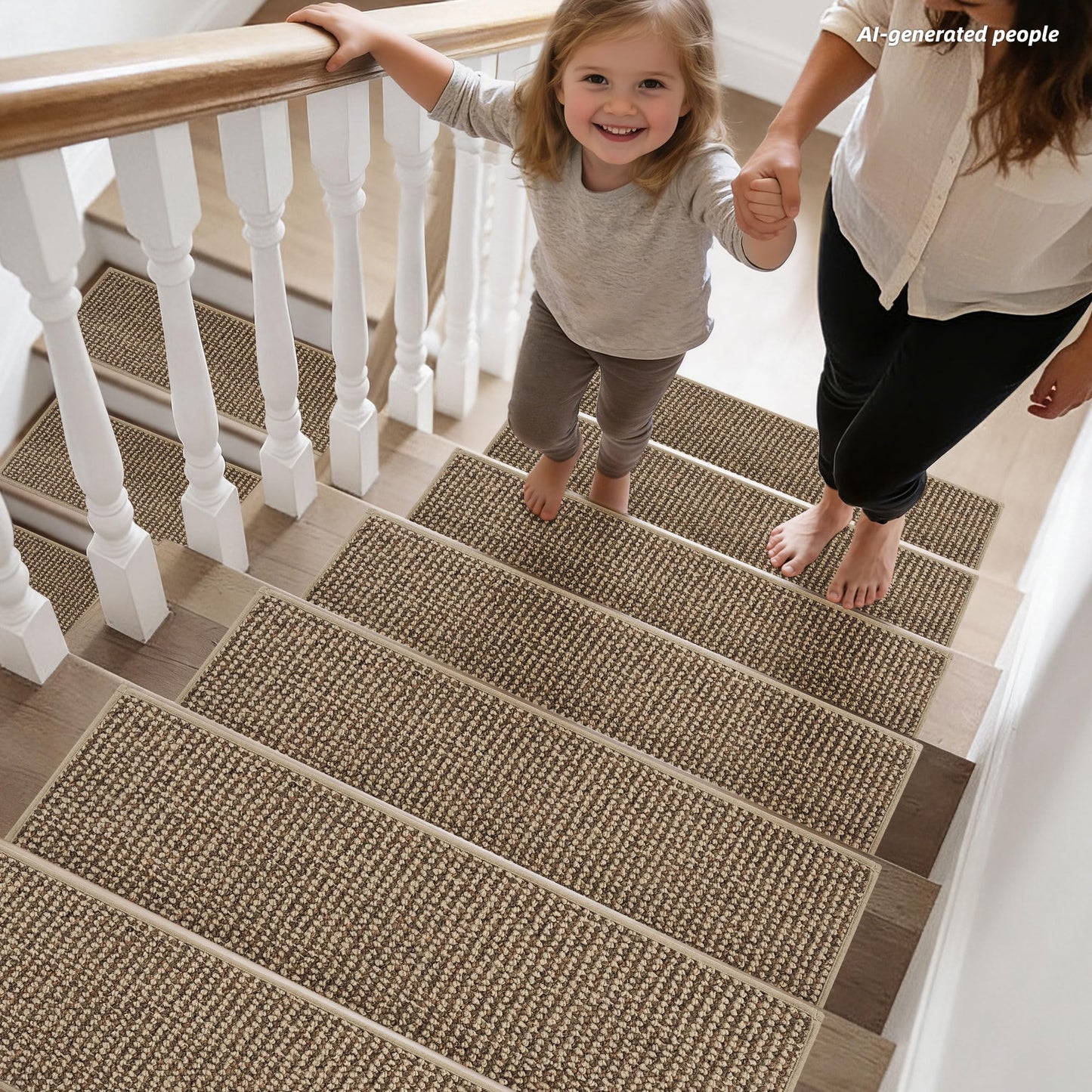 BEQHAUSE Stair Treads for Wooden Steps 28inX9in, Carpet Stair Treads Non Slip Indoor, Machine Washable Stair Runners for Kids Elders and Pets, Carpet for Stair Rugs Mat, TPE Backing, 15pcs, Taupe