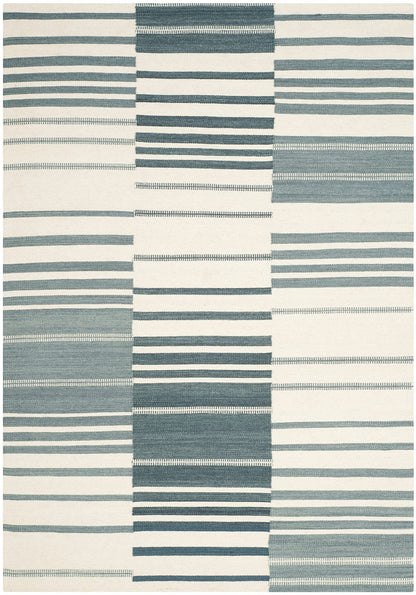 SAFAVIEH Kilim Collection Area Rug - 5' x 8', Blue & Ivory, Handmade Flat Weave Wool, Ideal for High Traffic Areas in Living Room, Bedroom (KLM953A)