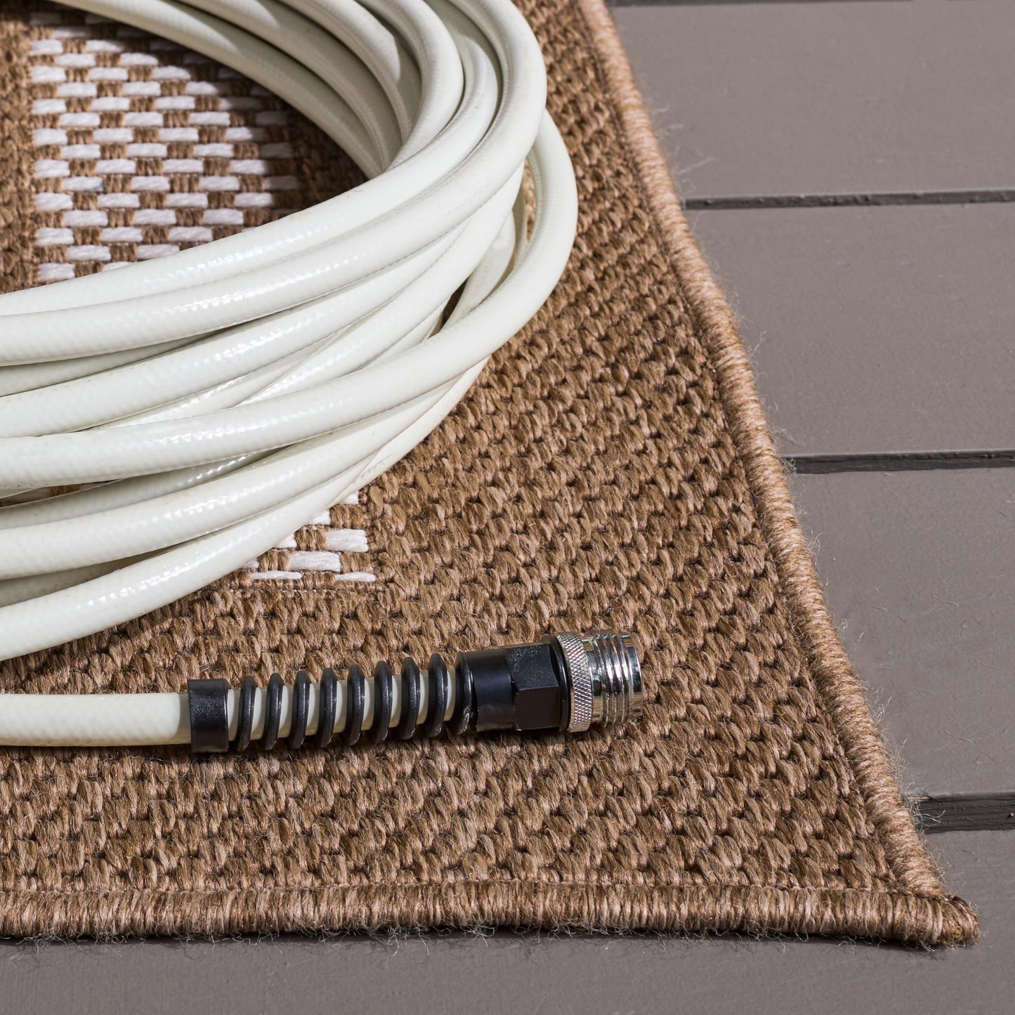 SAFAVIEH Washable Rug Outdoor Sisal Performance Collection - 8' x 10', Natural & Ivory, Non-Shedding & Easy to Clean, Ideal for Patio, Backyard, Deck, Mudroom, Poolside (SPF810C)