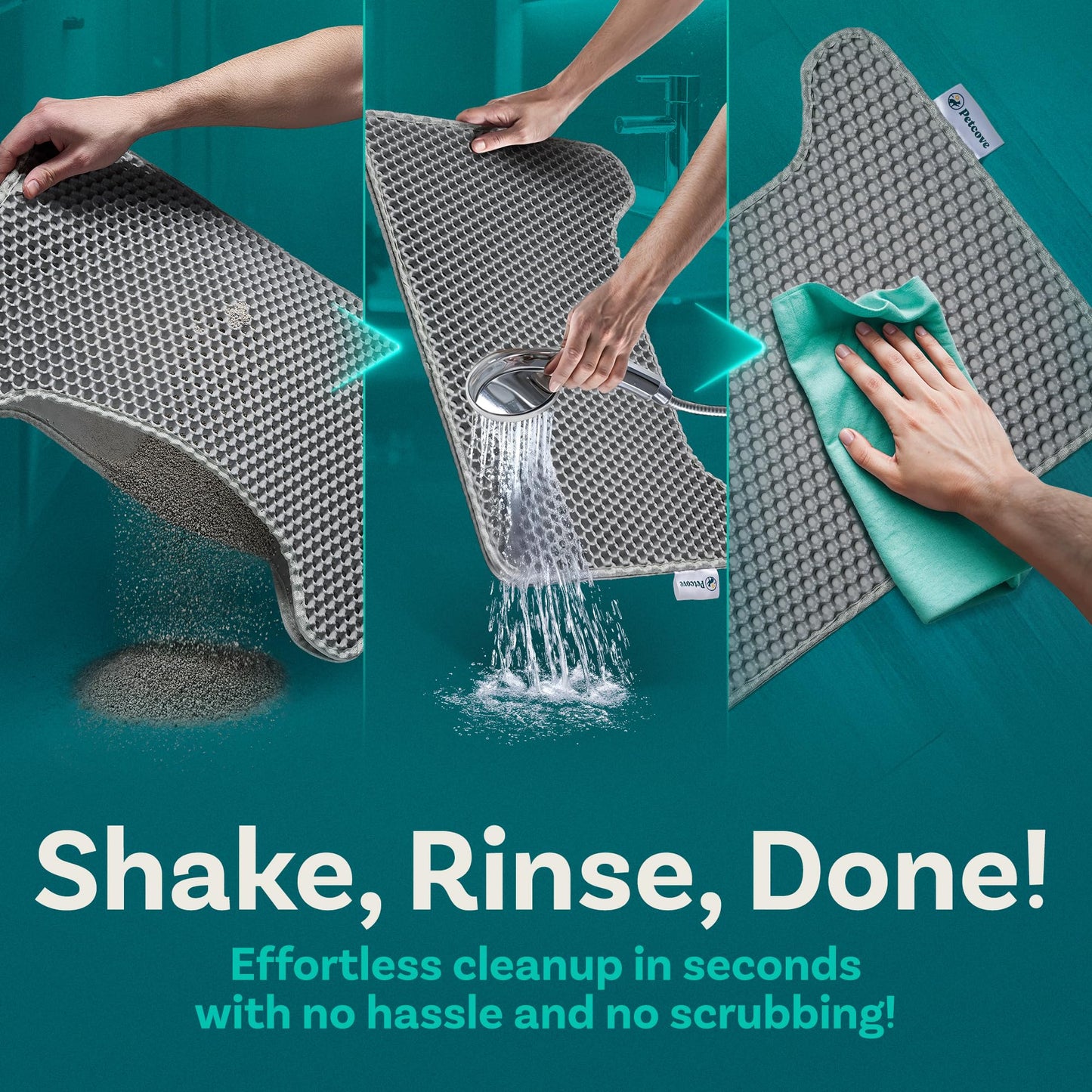 Cat Litter Mat – 19.7" x 15.8" Small Honeycomb Dual-Layer Litter Trapping Mat - Waterproof, Urine Resistant, Non-Slip, Quick Clean Floor Guard for Indoor Kitty Boxes