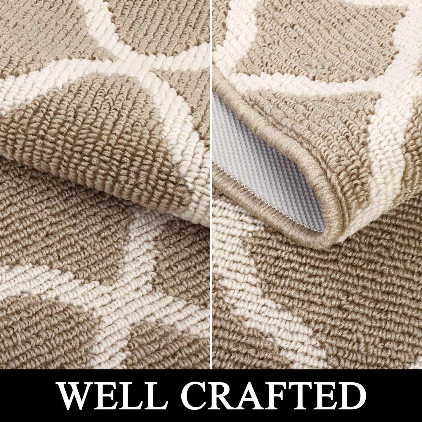 SHACOS Washable Runner Rugs 20"x59" Entryway Runner Rug Kitchen Doorway Non Slip Rubber Backing Trellis Rug Runners Laundry Room Hallway Runner Rug, Beige