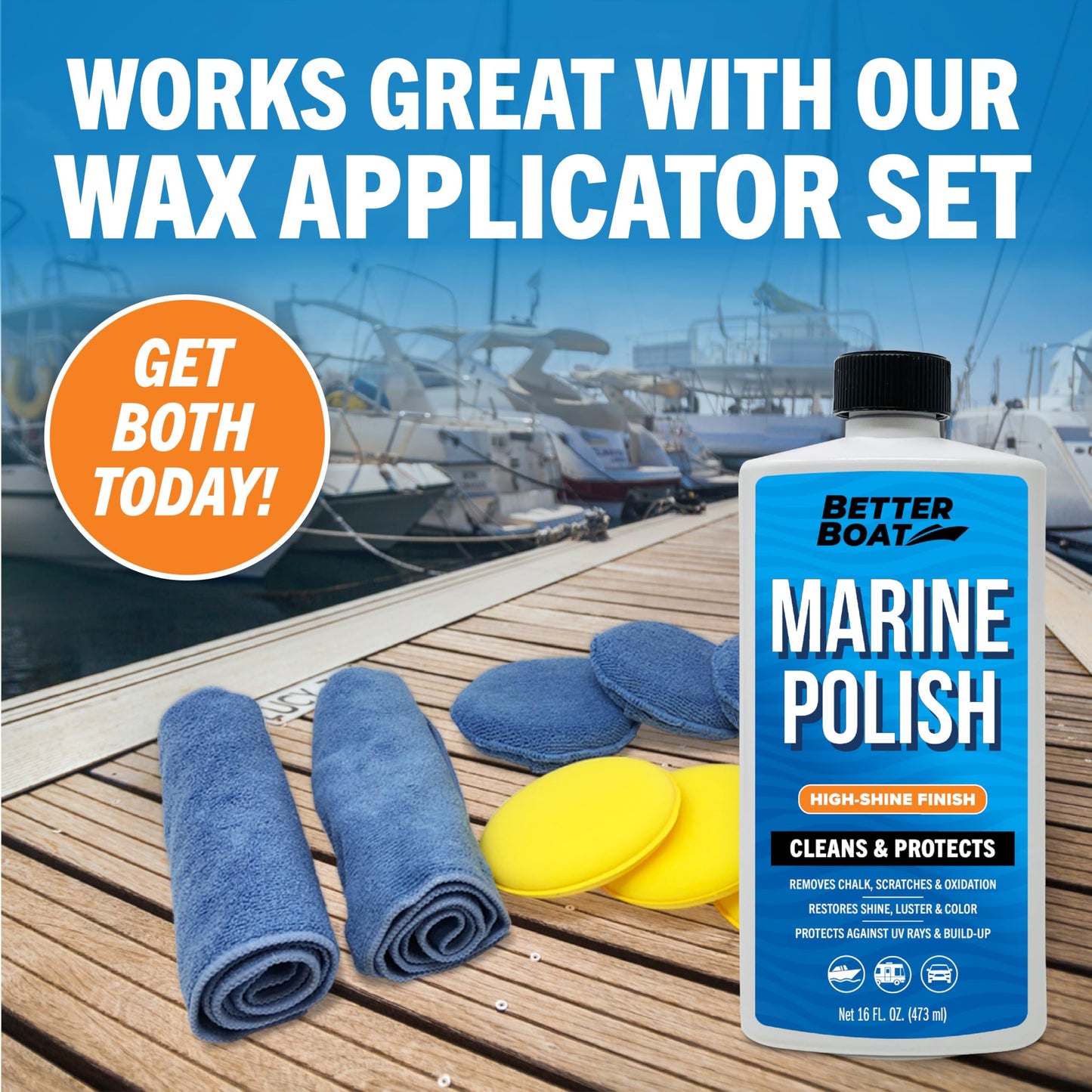 Marine Polish High-Gloss Gel Coat Restorer, Oxidation Remover with UV Protection for Fiberglass, Metal, Painted Surfaces, Boats, and RVs - Better Boat