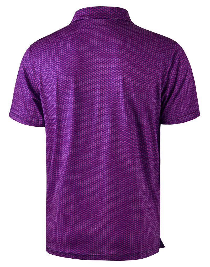 Obla Mens Golf Polo Shirts Short Sleeve Dry Fit Performance Moisture Wicking Casual Print Collared Golf Shirts for Men (Purple Buffalo_L)