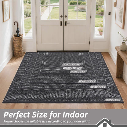 BEQHAUSE Dirt Trapper Door Mat 20" x 32", Non-Slip Washable Doormats Entrance Mat, Dirt Resistant and Absorbent Welcome Mat, Low Profile Floor Mats for Front Back Door and Entryway, Charcoal