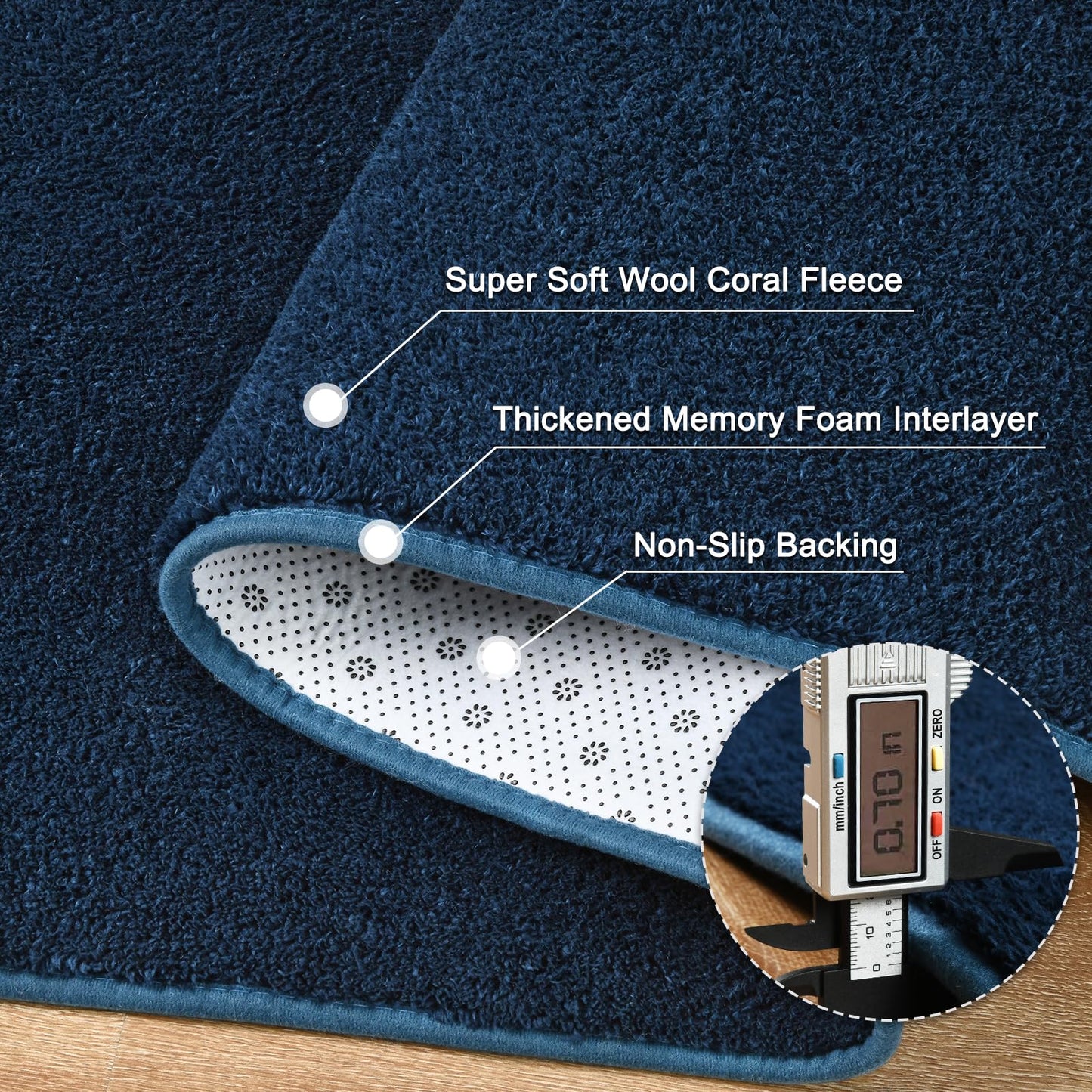 FALARK Navy Blue Round Area Rugs for Living Room Bedroom, 4x4 Feet Ultra Soft Memory Foam Modern Indoor Circle Carpet, Non-Slip Comfy Washable Circular Rug for Boys Girls Nursery Room Home Decor