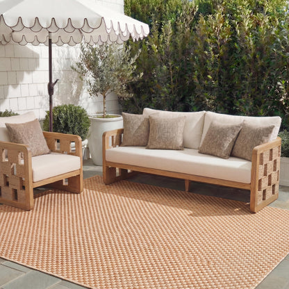 SAFAVIEH Washable Rug Outdoor Courtyard Collection - 8' x 10', Natural & Cream, Non-Shedding & Easy Cleaning, Ideal for Patio, Backyard, Mudroom, DIning Space (CY8521-03012)
