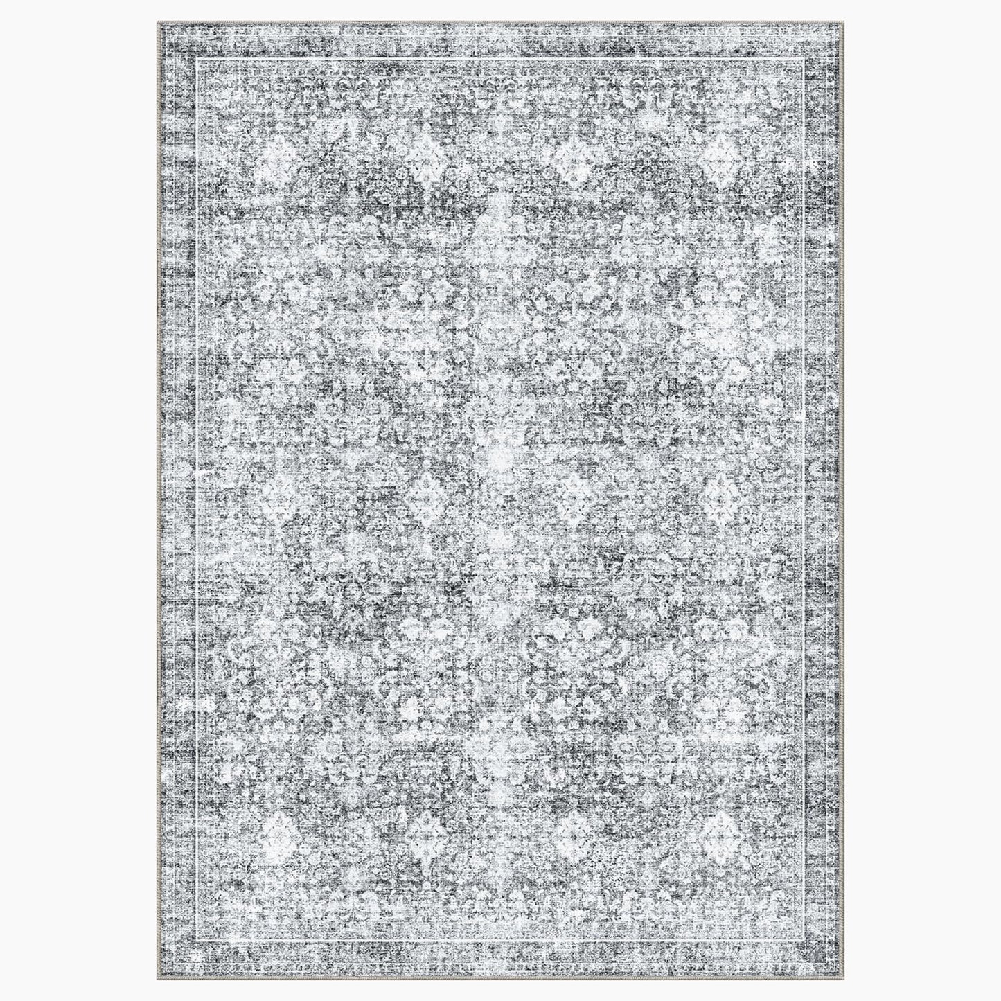 Sasttie 5x7 Area Rugs, Ultra-Soft Washable Rug, Low Pile Foldable Thin Carpets with Non-Slip Backing, Skin-Friendly Stain Resistant Carpet for Living Room, Bedroom, Kitchen, Dorm, 5x7, Light Grey