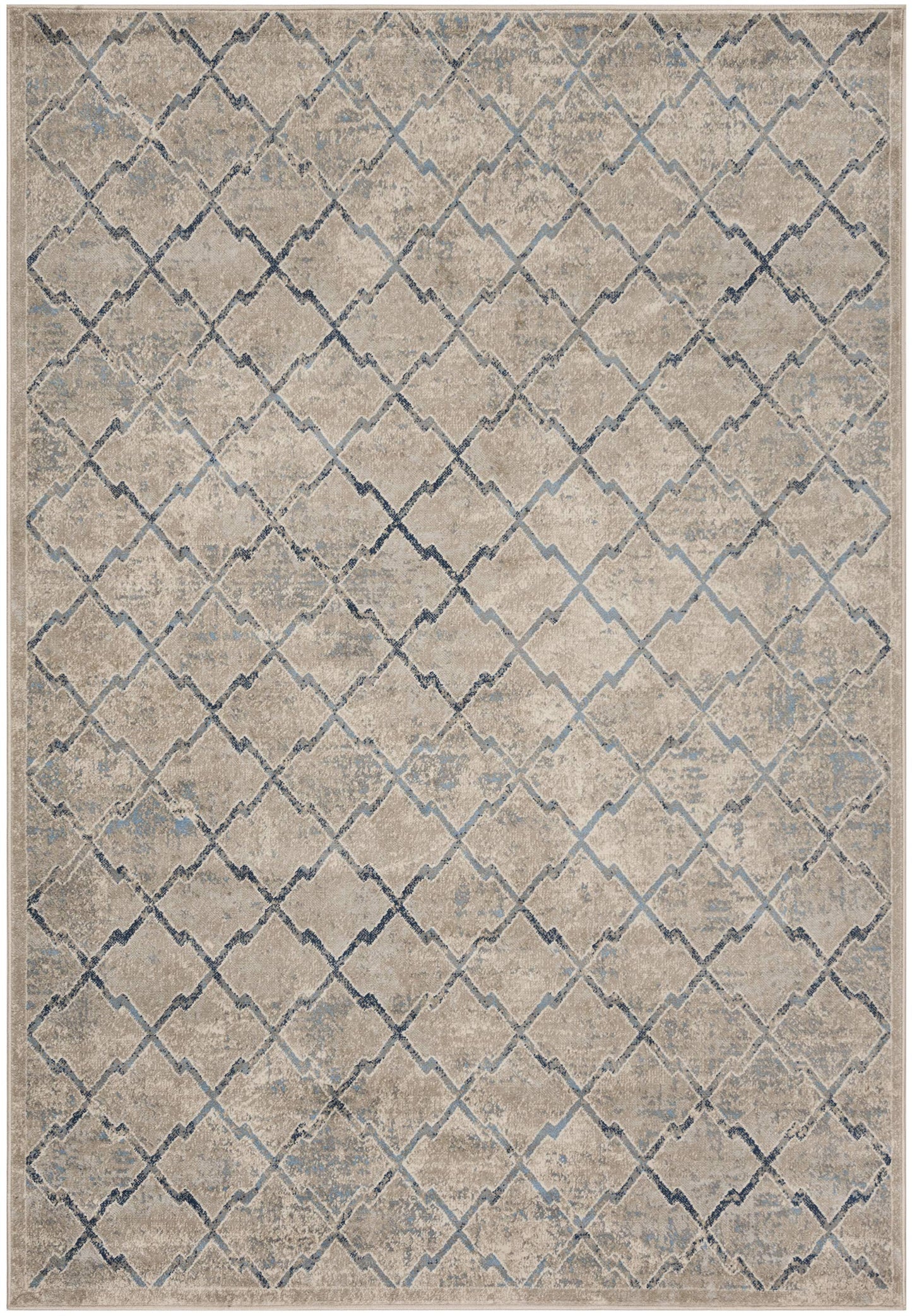 SAFAVIEH Brentwood Collection Accent Rug - 4' x 6', Light Grey & Blue, Trellis Distressed Design, Non-Shedding & Easy Care, Ideal for High Traffic Areas in Entryway, Living Room, Bedroom (BNT809G)