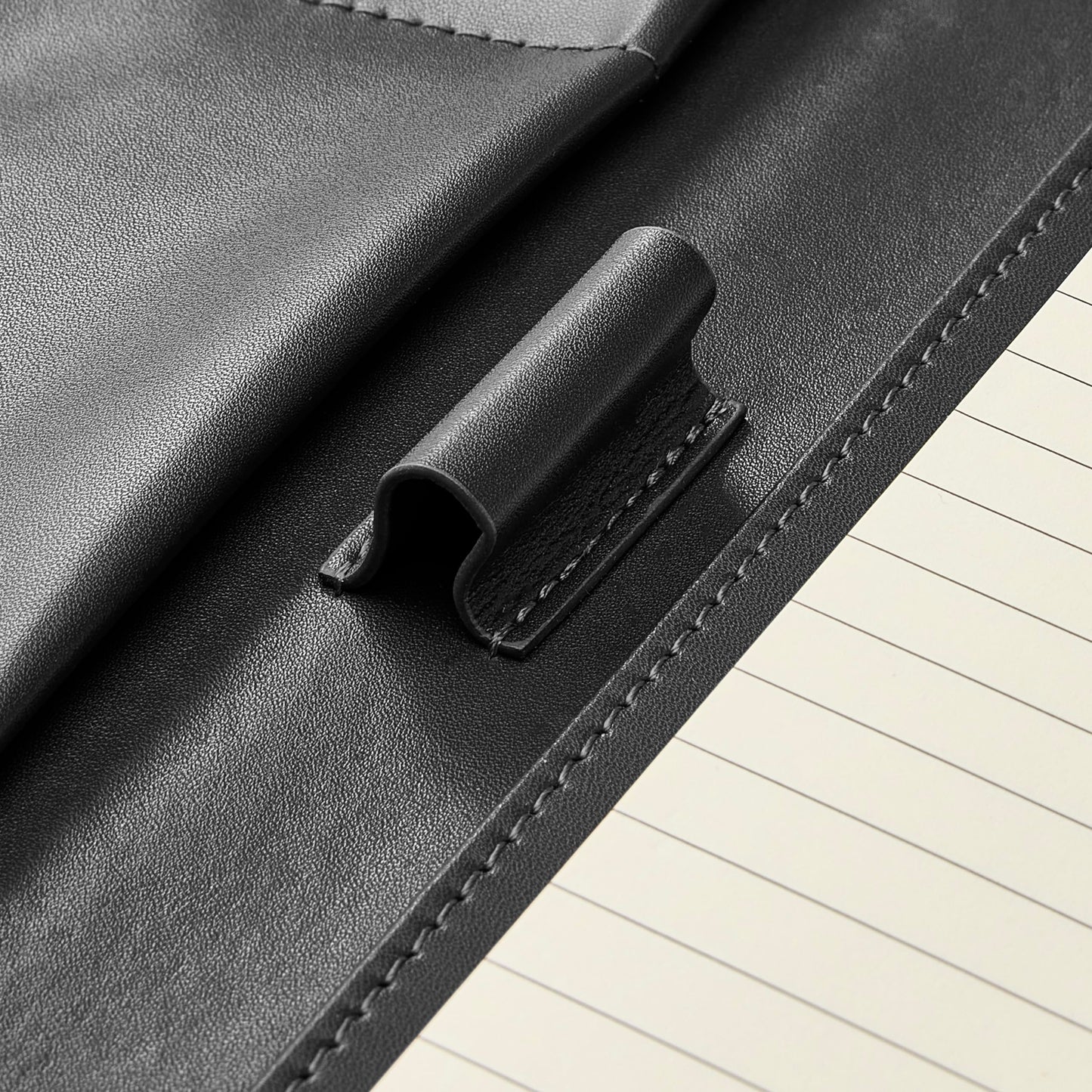 Gallaway Leather Genuine Leather Zippered Portfolio Organizer, Executive Business Binder Padfolio for Men and Women, Holder for Notebook Planner,Resume,Documents,Cards and iPad (Black)