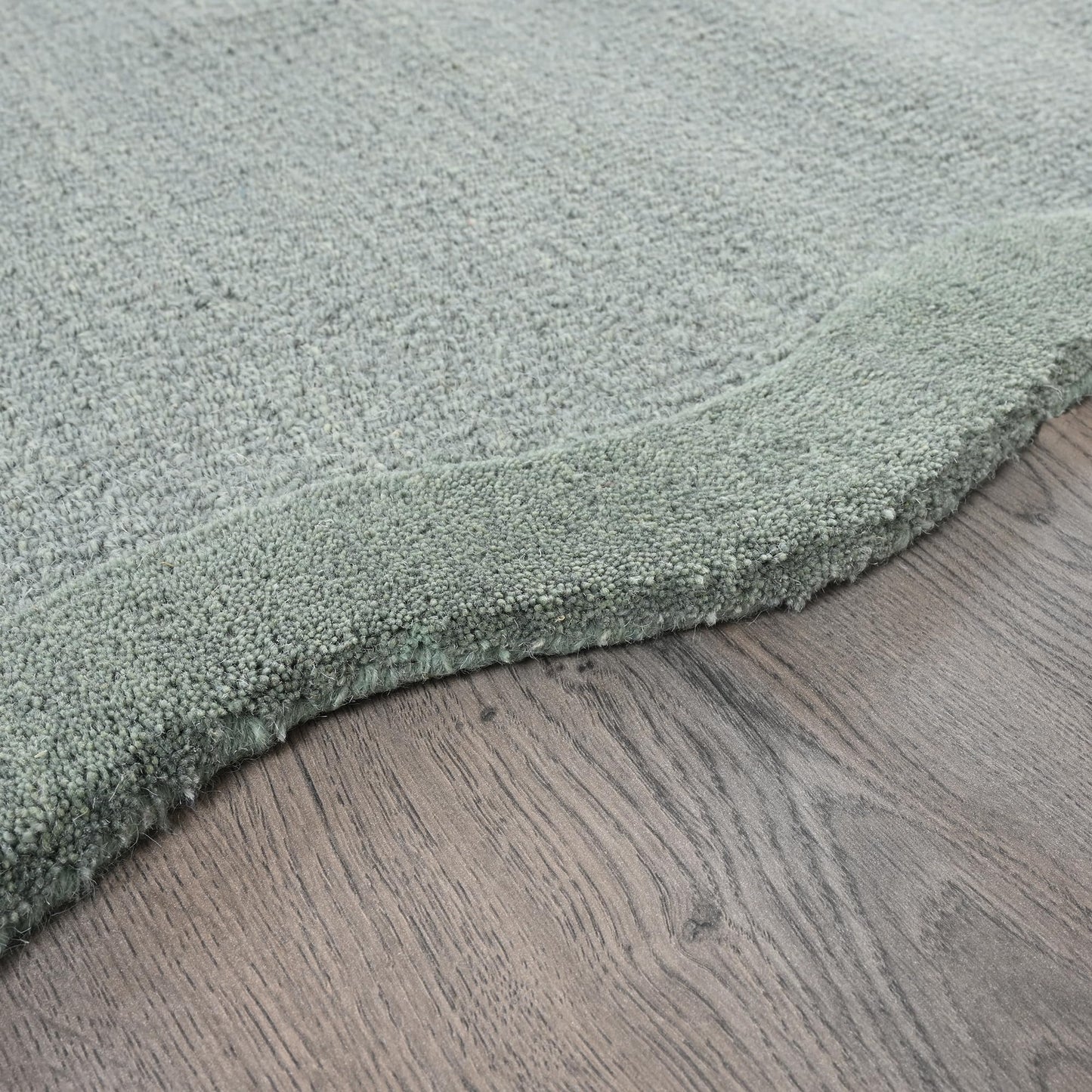 Restoration and Renovation Scalloped Hand-Tufted Wool Area Rug – Thick, Soft, Plain Textured Carpet for Living Room, Bedroom, – Wavy Edge Accent Rugs with Cotton Backing (Sage Green, 3' x 5')