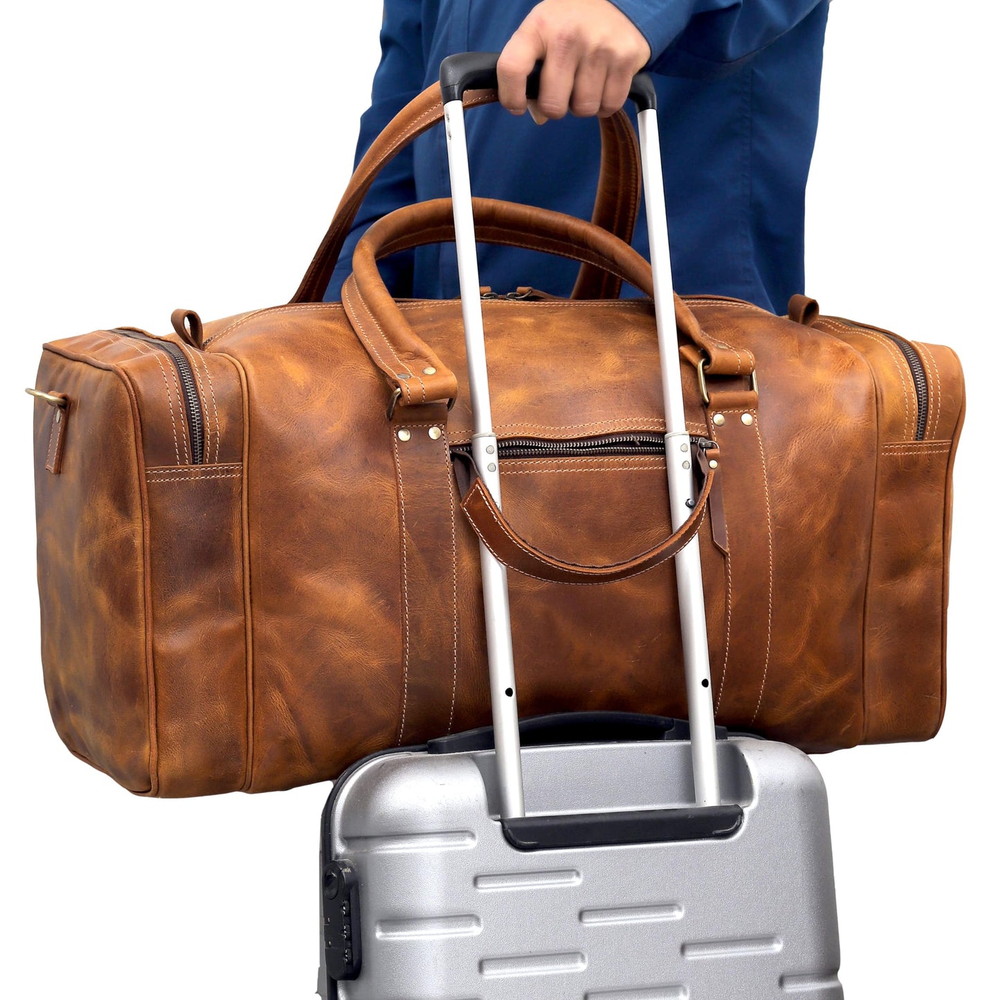 Leather Duffel Bag for Men and Women, Full Grain Travel Duffel Bag, Sports Duffel Bag Men, Overnight Weekender Bag Carry on Cabin Bag Luggage Bag Handmade Leather Duffle 24 inches