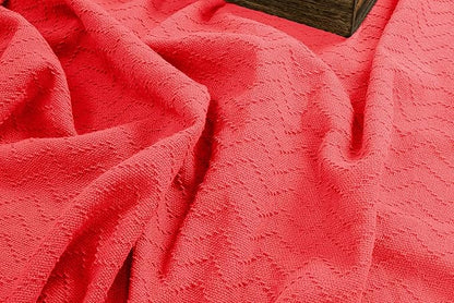 ELVANA HOME BELIZZI Home 100% Cotton Bed Blanket, Breathable Thermal Blanket Twin Size, Soft Chevron Thermal Blanket 60''x90'', Cotton Bed Blanket, Perfect for Layering Any Bed for All Season, Coral