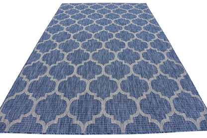 Unique Loom Outdoor Trellis Collection Area Rug (6' 1" x 9' Rectangle, Navy Blue/ Ivory)